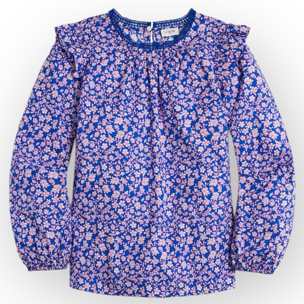 J. Crew Long-sleeve ruffle-shoulder top size medium